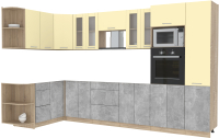 Готовая кухня Интерлиния Мила 1.68x3.4 левая без столешницы (ваниль/бетон) - 
