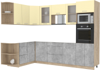Кухонный гарнитур Интерлиния Мила 1.68x2.8 левая без столешницы (ваниль/бетон) - 