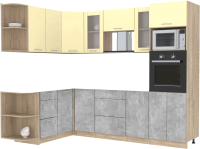 Готовая кухня Интерлиния Мила 1.68x2.6 левая без столешницы (ваниль/бетон) - 