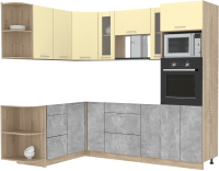 Кухонный гарнитур Интерлиния Мила 1.68x2.4 левая без столешницы (ваниль/бетон) - 