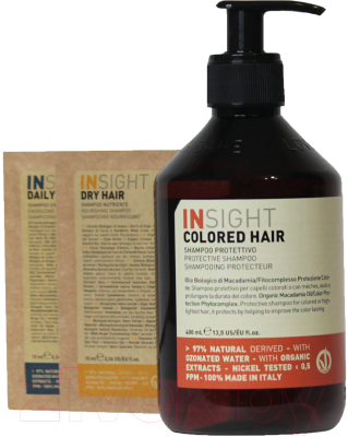Набор косметики для волос Insight Colored Hair Шампунь Protective+Шампунь PMIN006+Шампунь PMIN007 (400мл+10мл+10мл)