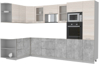 Готовая кухня Интерлиния Мила 1.68x3.2 левая без столешницы (вудлайн кремовый/бетон) - 