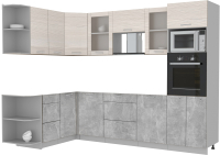 Кухонный гарнитур Интерлиния Мила 1.68x2.8 левая без столешницы (вудлайн кремовый/бетон) - 