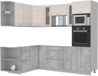 Кухонный гарнитур Интерлиния Мила 1.68x2.4 левая без столешницы (вудлайн кремовый/бетон) - 