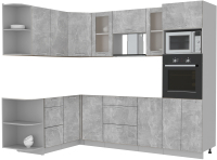 Кухонный гарнитур Интерлиния Мила 1.68x2.6 левая без столешницы (бетон/бетон) - 