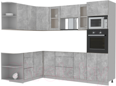 Готовая кухня Интерлиния Мила 1.68x2.6 левая без столешницы (бетон/бетон)