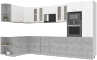 Кухонный гарнитур Интерлиния Мила 1.68x3.4 левая без столешницы (белый платинум/бетон) - 