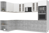 Кухонный гарнитур Интерлиния Мила 1.68x3.0 левая без столешницы (белый платинум/бетон) - 