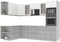 Кухонный гарнитур Интерлиния Мила 1.68x2.8 левая без столешницы (белый платинум/бетон) - 