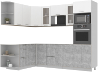 Кухонный гарнитур Интерлиния Мила 1.68x2.6 левая без столешницы (белый платинум/бетон) - 