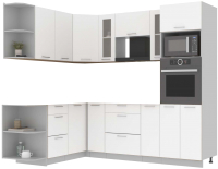 Кухонный гарнитур Интерлиния Мила 1.68x2.4 левая без столешницы (белый платинум/бетон) - 