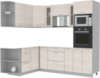 Кухонный гарнитур Интерлиния Мила 1.68x2.4 левая без столешницы (вудлайн кремовый/вудлайн кремовый) - 