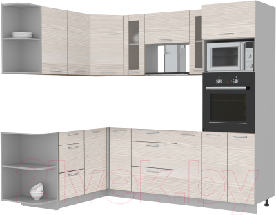 Готовая кухня Интерлиния Мила 1.68x2.4 левая без столешницы (вудлайн кремовый/вудлайн кремовый)
