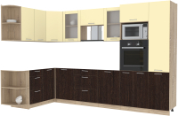 Кухонный гарнитур Интерлиния Мила 1.68x3.2 левая без столешницы (ваниль/дуб венге) - 