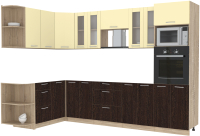 Кухонный гарнитур Интерлиния Мила 1.68x3.0 левая без столешницы (ваниль/дуб венге) - 