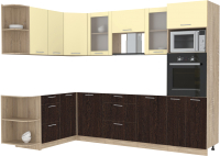 Кухонный гарнитур Интерлиния Мила 1.68x2.8 левая без столешницы (ваниль/дуб венге) - 