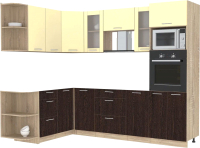 Кухонный гарнитур Интерлиния Мила 1.68x2.6 левая без столешницы (ваниль/дуб венге) - 