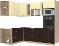 Готовая кухня Интерлиния Мила 1.68x2.4 левая без столешницы (ваниль/дуб венге) - 