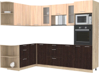 Кухонный гарнитур Интерлиния Мила 1.68x2.6 левая без столешницы (дуб молочный/дуб венге) - 