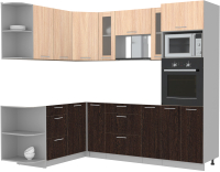 Кухонный гарнитур Интерлиния Мила 1.68x2.4 левая без столешницы (дуб молочный/дуб венге) - 