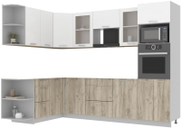 Кухонный гарнитур Интерлиния Мила 1.68x2.8 левая без столешницы (белый платинум/дуб серый) - 