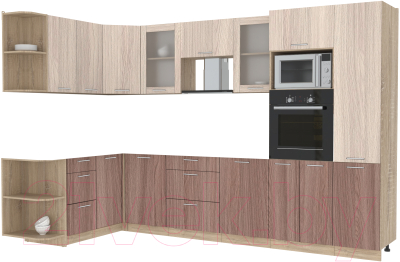 Готовая кухня Интерлиния Мила 1.68x3.2 левая без столешницы (шимо светлый/шимо темный)