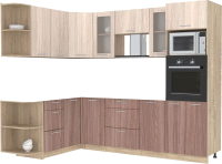 Кухонный гарнитур Интерлиния Мила 1.68x2.6 левая без столешницы (шимо светлый/шимо темный) - 