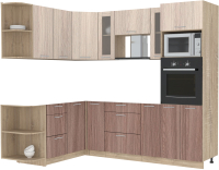 Кухонный гарнитур Интерлиния Мила 1.68x2.4 левая без столешницы (шимо светлый/шимо темный) - 