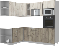 Кухонный гарнитур Интерлиния Мила 1.68x2.4 левая без столешницы (дуб белый/дуб серый) - 