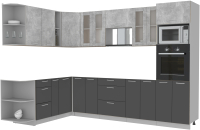Кухонный гарнитур Интерлиния Мила 1.88x3.0 левая без столешницы (бетон/антрацит) - 