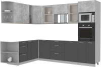 Кухонный гарнитур Интерлиния Мила 1.88x2.8 левая без столешницы (бетон/антрацит) - 