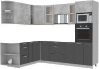 Кухонный гарнитур Интерлиния Мила 1.88x2.6 левая без столешницы (бетон/антрацит) - 