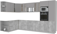 Кухонный гарнитур Интерлиния Мила 1.88x3.4 левая без столешницы (серебристый/бетон) - 