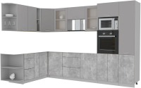 Кухонный гарнитур Интерлиния Мила 1.88x3.2 левая без столешницы (серебристый/бетон) - 