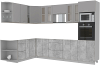 Кухонный гарнитур Интерлиния Мила 1.88x3.0 левая без столешницы (серебристый/бетон) - 