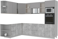 Готовая кухня Интерлиния Мила 1.88x2.8 левая без столешницы (серебристый/бетон) - 