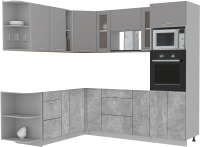 Готовая кухня Интерлиния Мила 1.88x2.4 левая без столешницы (серебристый/бетон) - 