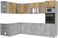 Кухонный гарнитур Интерлиния Мила 1.88x3.0 левая без столешницы (дуб золотой/бетон) - 