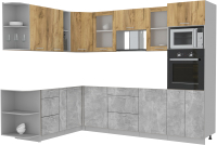 Кухонный гарнитур Интерлиния Мила 1.88x2.8 левая без столешницы (дуб золотой/бетон) - 