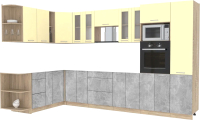 Кухонный гарнитур Интерлиния Мила 1.88x3.4 левая без столешницы (ваниль/бетон) - 