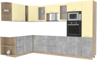 Кухонный гарнитур Интерлиния Мила 1.88x3.2 левая без столешницы (ваниль/бетон) - 