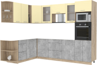Кухонный гарнитур Интерлиния Мила 1.88x2.8 левая без столешницы (ваниль/бетон) - 