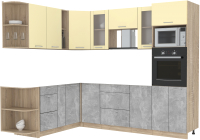 Готовая кухня Интерлиния Мила 1.88x2.6 левая без столешницы (ваниль/бетон) - 