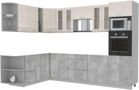 Кухонный гарнитур Интерлиния Мила 1.88x3.0 левая без столешницы (вудлайн кремовый/бетон) - 