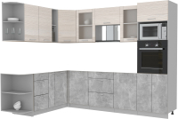Готовая кухня Интерлиния Мила 1.88x2.8 левая без столешницы (вудлайн кремовый/бетон) - 