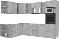 Кухонный гарнитур Интерлиния Мила 1.88x2.8 левая без столешницы (бетон/бетон) - 