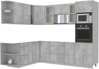 Кухонный гарнитур Интерлиния Мила 1.88x2.6 левая без столешницы (бетон/бетон) - 