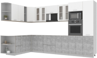 Кухонный гарнитур Интерлиния Мила 1.88x3.4 левая без столешницы (белый платинум/бетон) - 