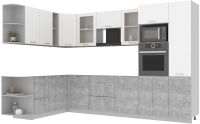 Кухонный гарнитур Интерлиния Мила 1.88x3.2 левая без столешницы (белый платинум/бетон) - 