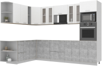 Кухонный гарнитур Интерлиния Мила 1.88x3.0 левая без столешницы (белый платинум/бетон) - 